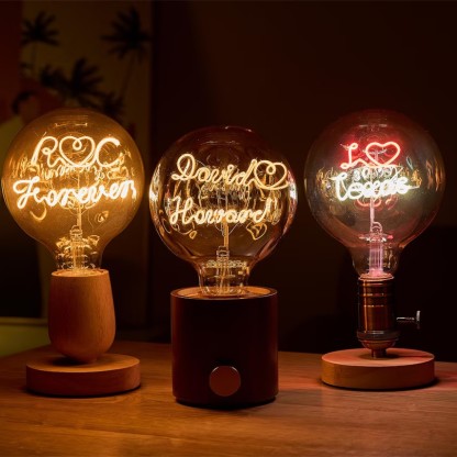 Custom Steampunk Name Art Night Lamp Edison Bulb For Couple Christmas Gift