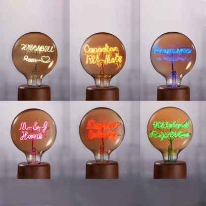 Custom Steampunk Name Art Night Lamp Edison Bulb For Couple Christmas Gift