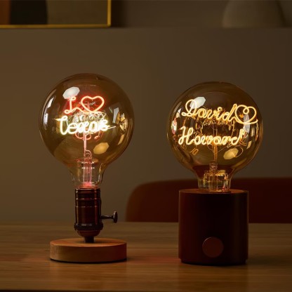Custom Steampunk Name Art Night Lamp Edison Bulb For Couple Christmas Gift