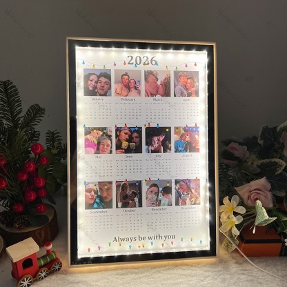 Personalized 2026 Calendar Mirror Light Box with Photo
