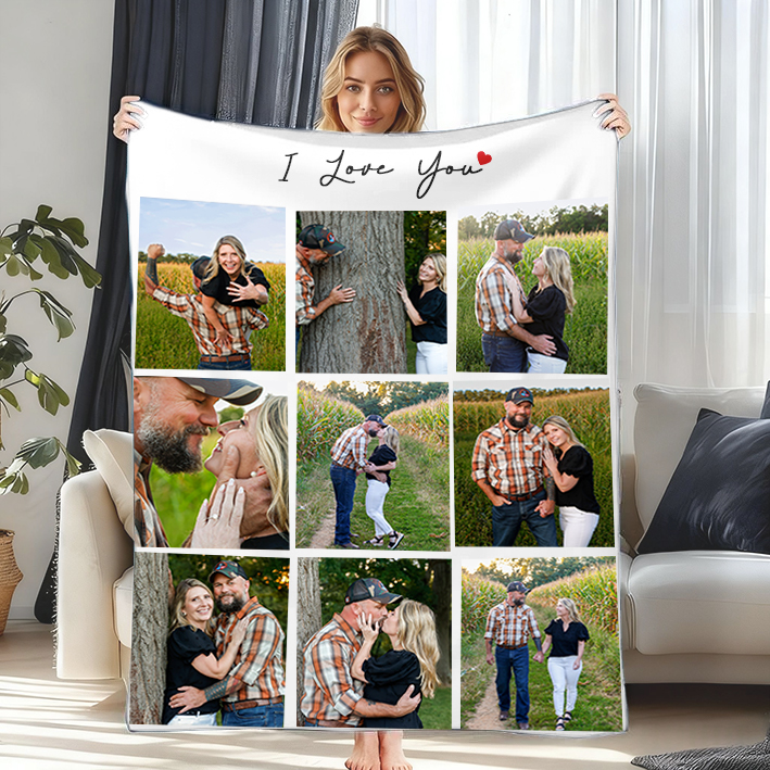 Custom Photo Blanket Gift for Couples Family