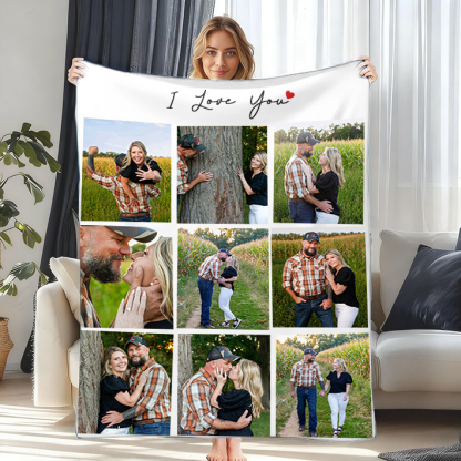 Custom Photo Blanket Gift for Couples Family
