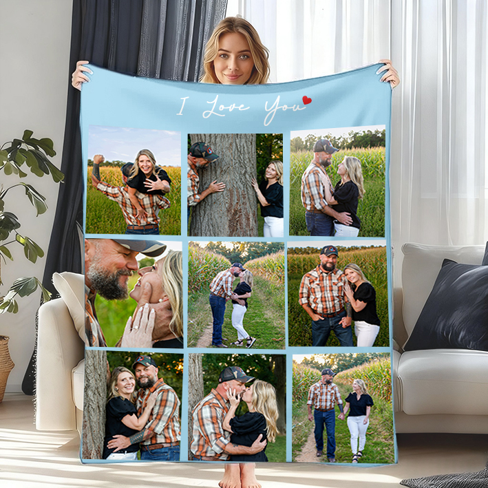 Custom Photo Blanket Gift for Couples Family