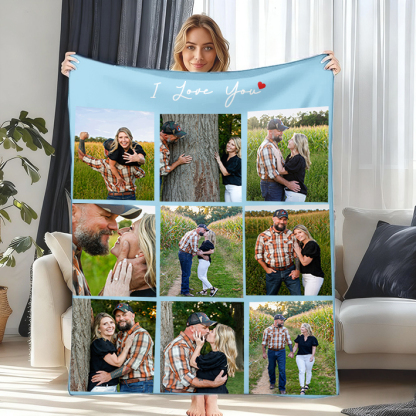 Custom Photo Blanket Gift for Couples Family