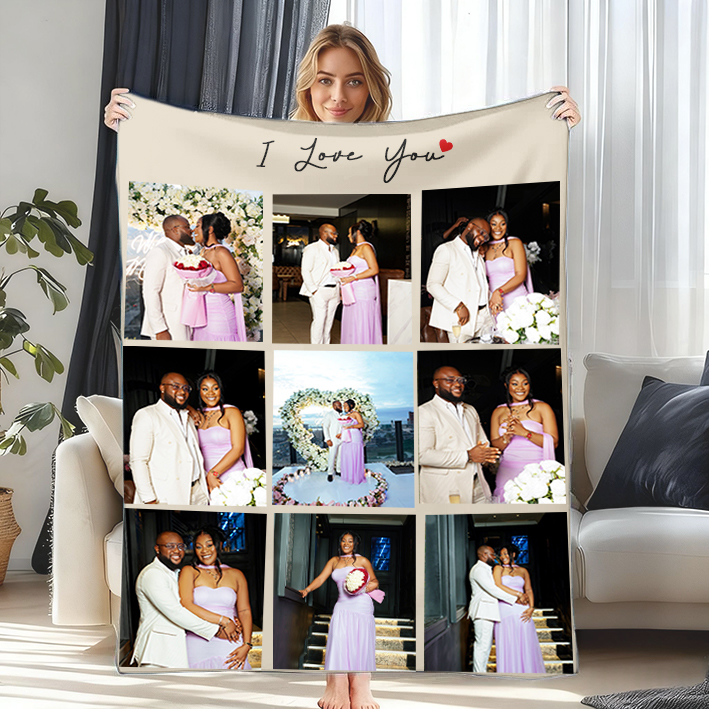 Custom Photo Blanket Gift for Couples Family