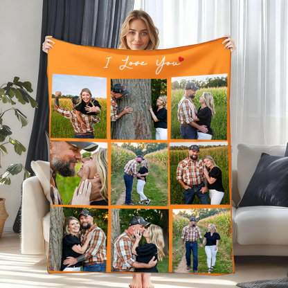 Custom Photo Blanket Gift for Couples Family