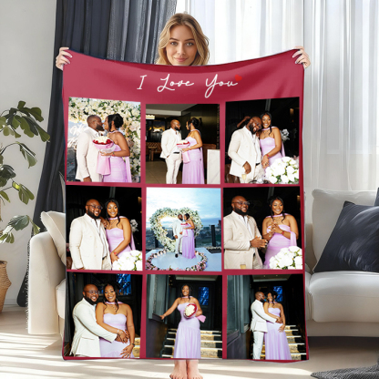 Custom Photo Blanket Gift for Couples Family