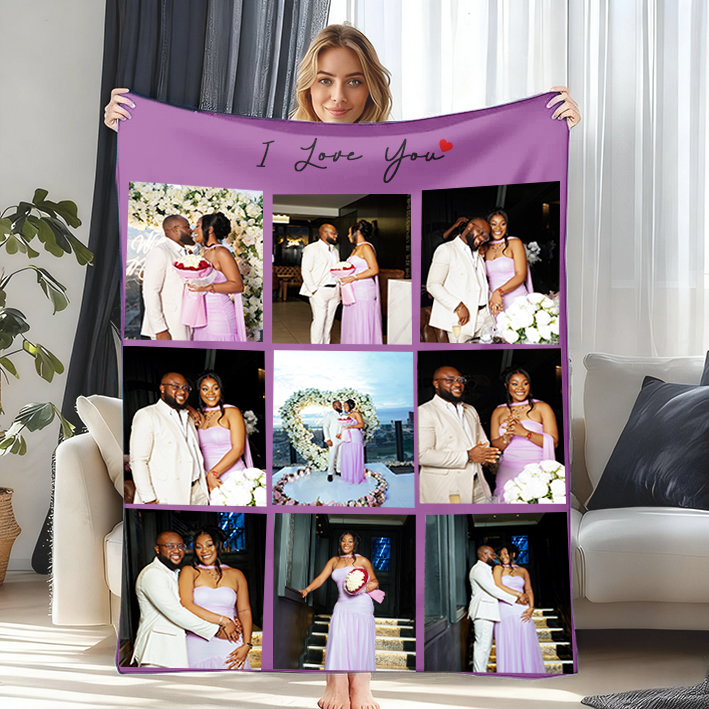 Custom Photo Blanket Gift for Couples Family
