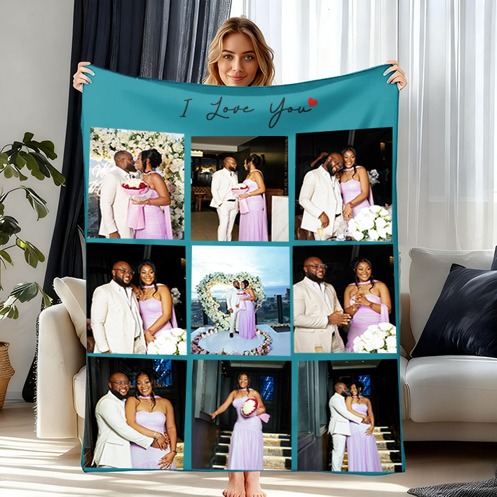 Custom Photo Blanket Gift for Couples Family