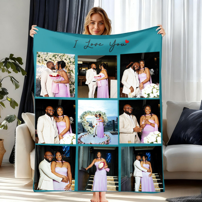 Custom Photo Blanket Gift for Couples Family