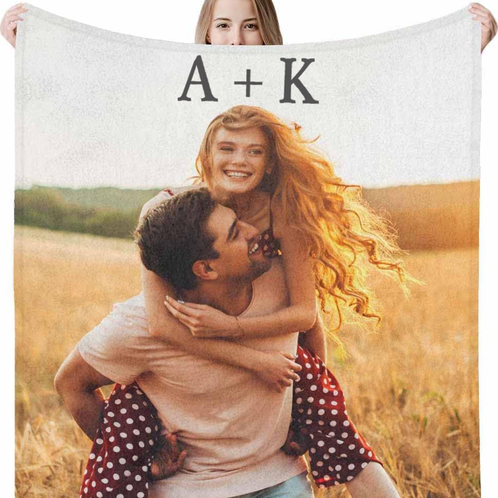 Custom Pictures Blanket Personalized 1 Photo Throw Blanket with Name Text