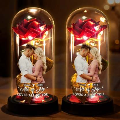 Custom Photo Light Up Eternal Rose In Glass Dome