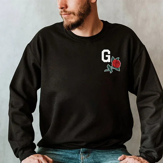 Custom Initial Rose Sweatshirt for Couples 🌹