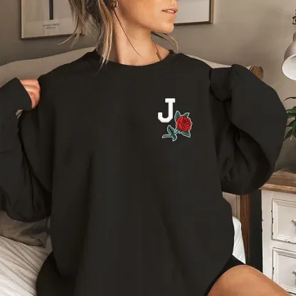 Custom Initial Rose Sweatshirt for Couples 🌹