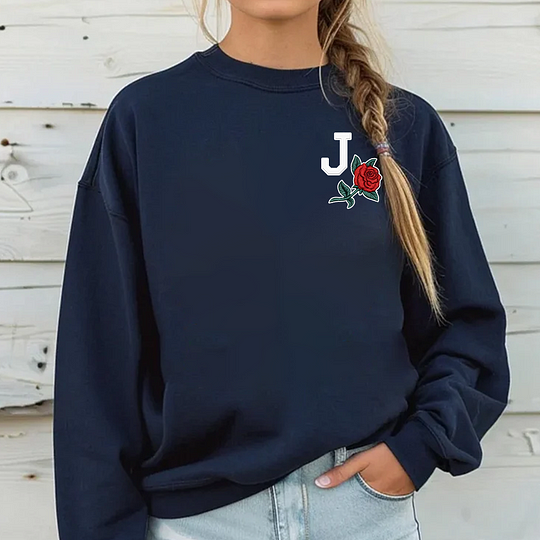 Custom Initial Rose Sweatshirt for Couples 🌹