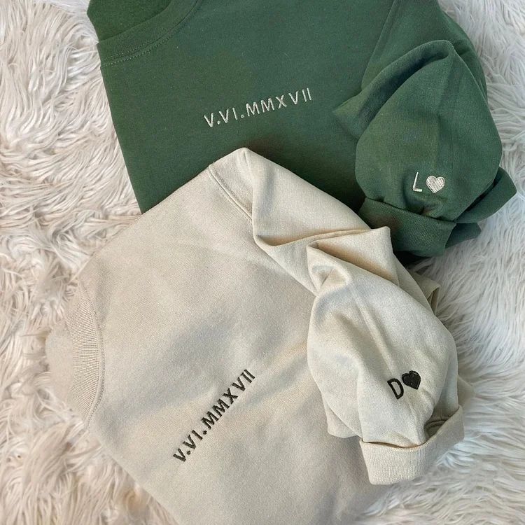 Personalized Embroidered Roman Numerals Sweatshirt
