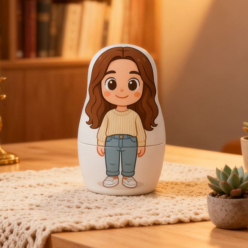 Custom Baby to Kid Growth Nesting Doll | Personalized Photo Dolls Show Your Child's Journey from Infant to School Age | Unique Family Keepsake Gift