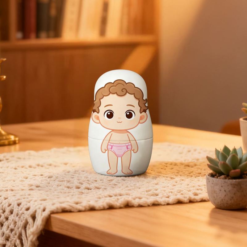 Custom Baby to Kid Growth Nesting Doll | Personalized Photo Dolls Show Your Child's Journey from Infant to School Age | Unique Family Keepsake Gift