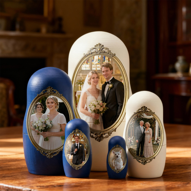 Personalized Photo Nesting Dolls Custom Picture Matryoshka Family Keepsake Gift for Christmas and Home Decor