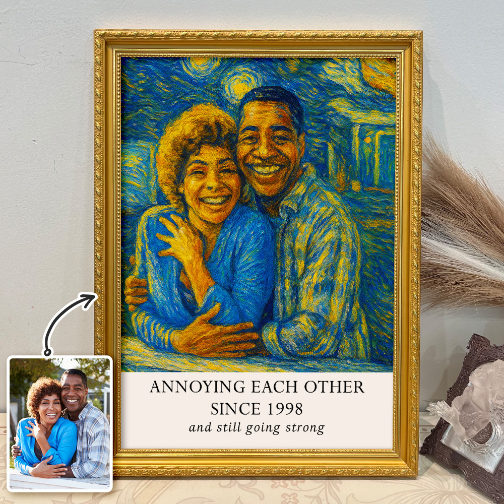 Custom Couple Van Gogh Style Portrait Wall Art