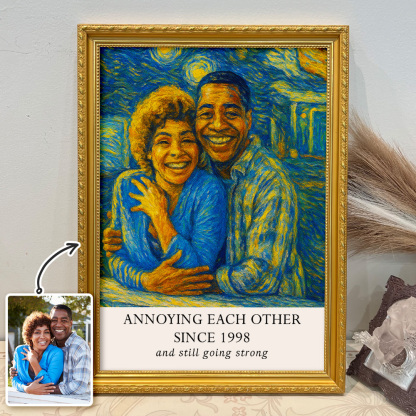 Custom Couple Van Gogh Style Portrait Wall Art