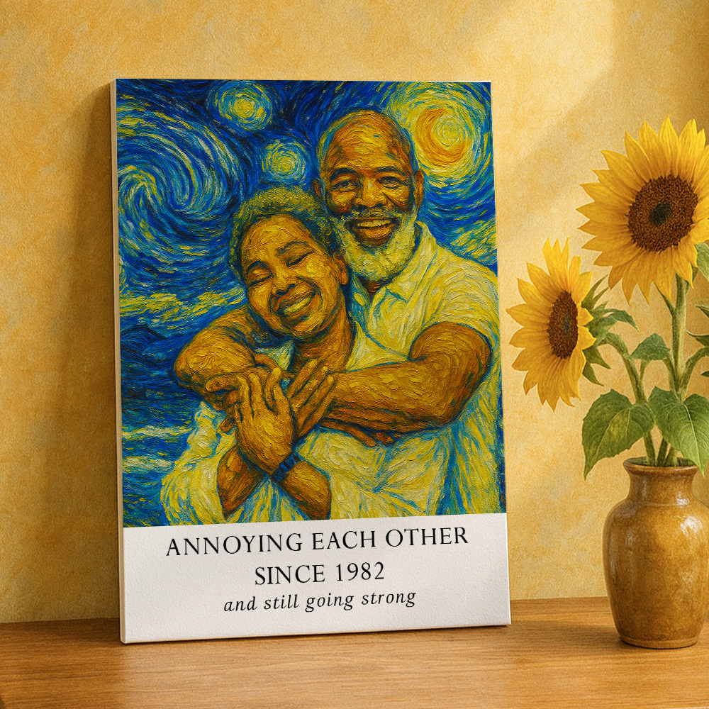 Custom Couple Van Gogh Style Portrait Wall Art