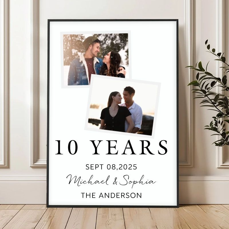 Personalized Anniversary Couple Photo Canvas Painting, Suitable For Couples' Anniversary Decoration.