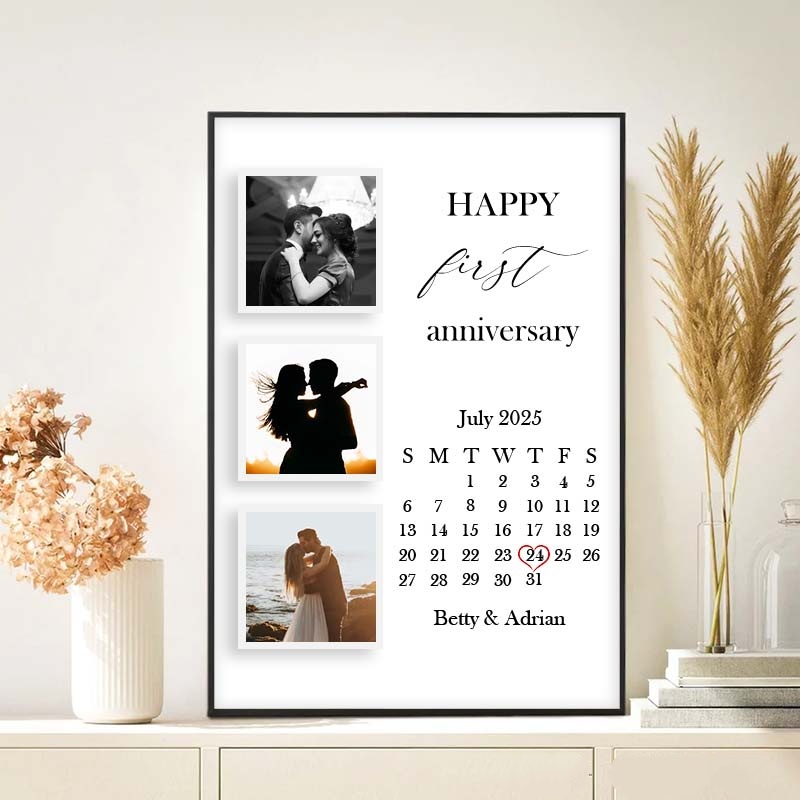 Personalized Happy First Anniversary Print Couple Anniversary Keepsake Canvas Painting