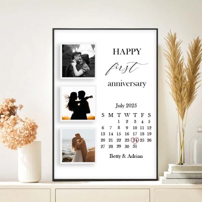 Personalized Happy First Anniversary Print Couple Anniversary Keepsake Canvas Painting