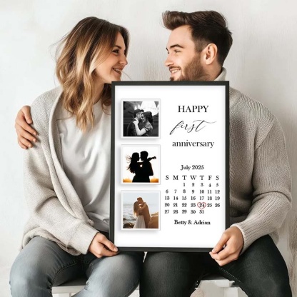 Personalized Happy First Anniversary Print Couple Anniversary Keepsake Canvas Painting
