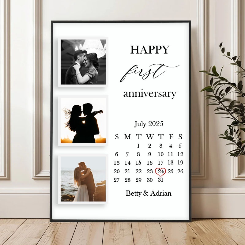 Personalized Happy First Anniversary Print Couple Anniversary Keepsake Canvas Painting