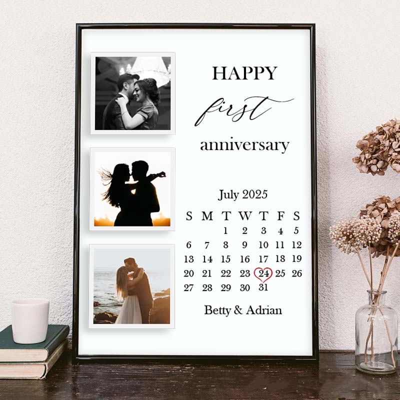 Personalized Happy First Anniversary Print Couple Anniversary Keepsake Canvas Painting