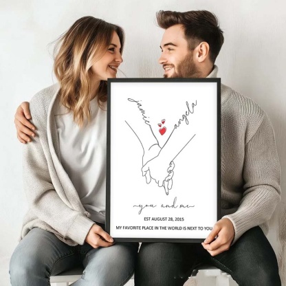 Personalized Couple Hand-In-Hand Print, Recording Our Love Story Over The Years, A Canvas Painting For Our Wedding Anniversary, A Gift For Husband And Wife.
