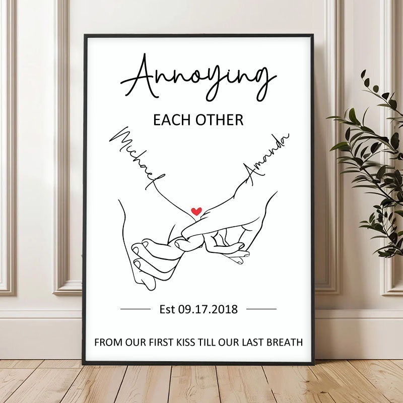 Personalized Couple Pinky Promise Print Annoying Each Other Since for Husband Wife
