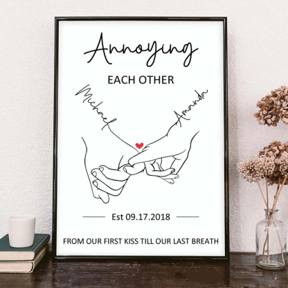 Personalized Couple Pinky Promise Print Annoying Each Other Since for Husband Wife