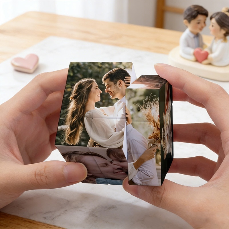 Personalized Couple Photo Rubik's Cube Custom Wedding Newlyweds Cube Puzzle Gift With 6 Pictures Valentine's Day Gift