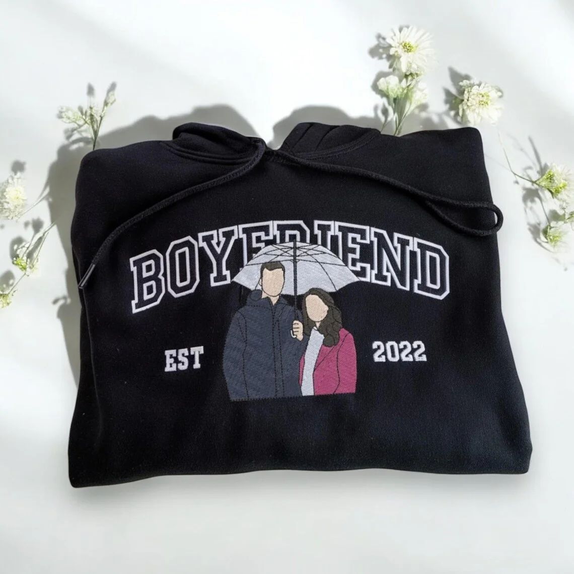 Forlovever Personalized Embroidered Photo Couple Boyfriend and Girlfriend Matching Sweatshirts