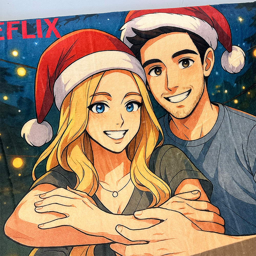 Custom Anime Loveflix Movie Photo Blanket With Your Love Story