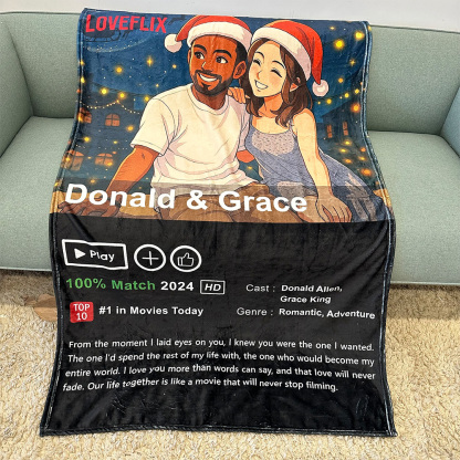 Custom Anime Loveflix Movie Photo Blanket With Your Love Story