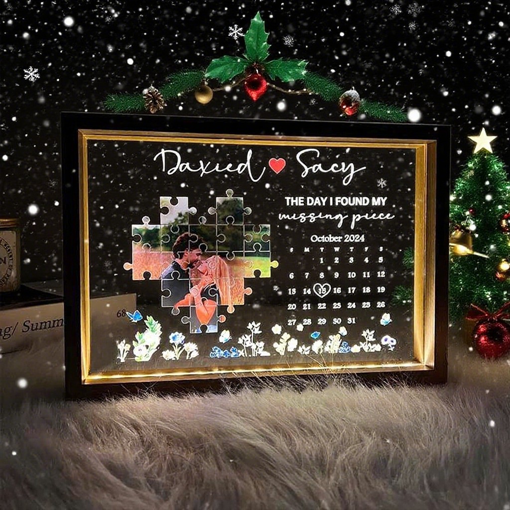 The Day I Found My Missing Piece Light Frame Personalized Gift