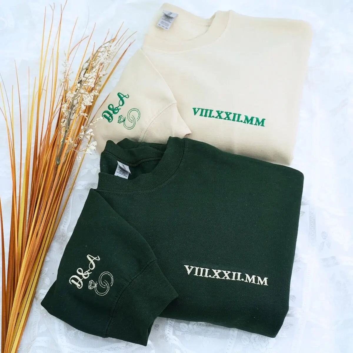 Personalized Unique Gift For Couple With Embroidered Roman Numerals Sweatshirt Or Hoodie