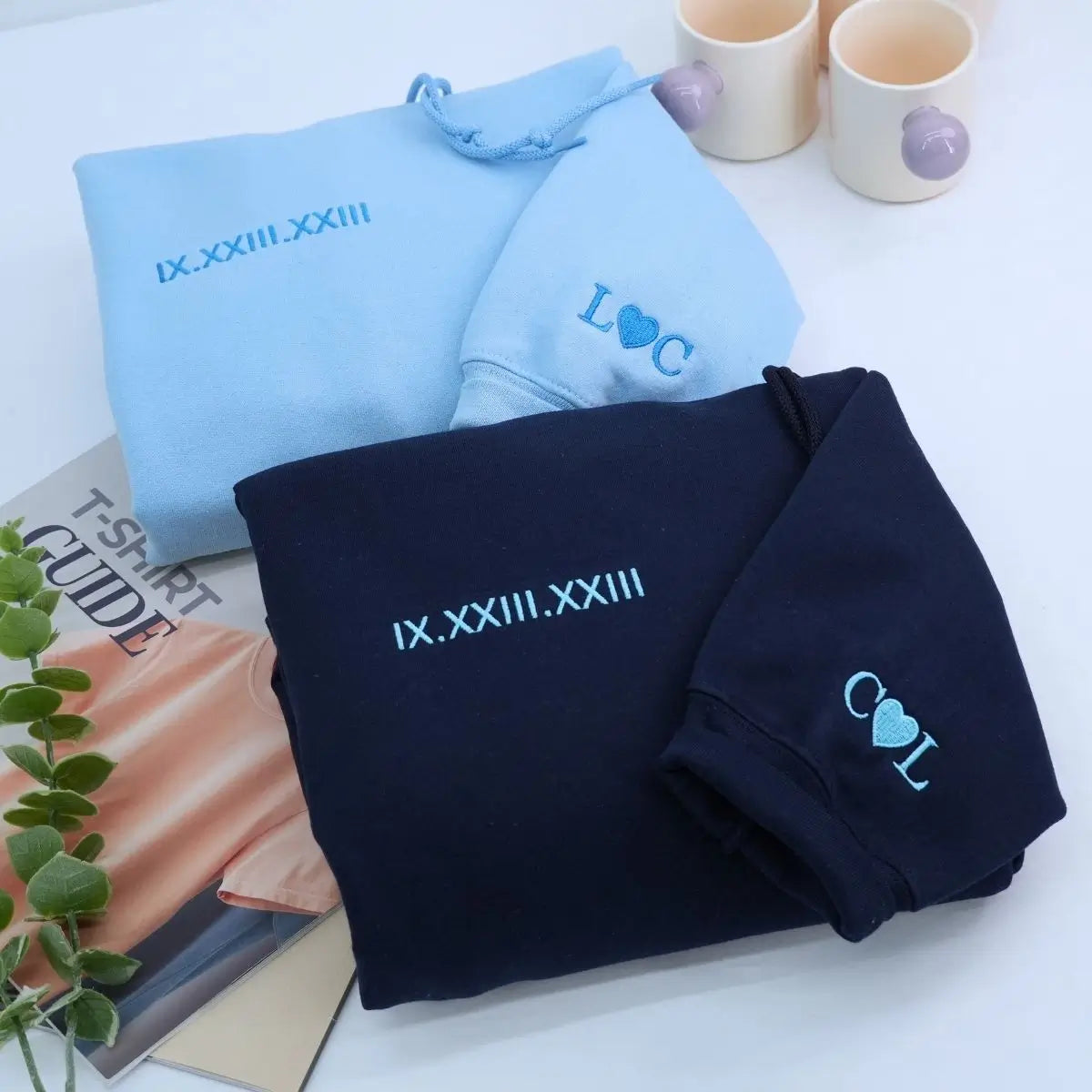 Personalized Unique Gift For Couple With Embroidered Roman Numerals Sweatshirt Or Hoodie