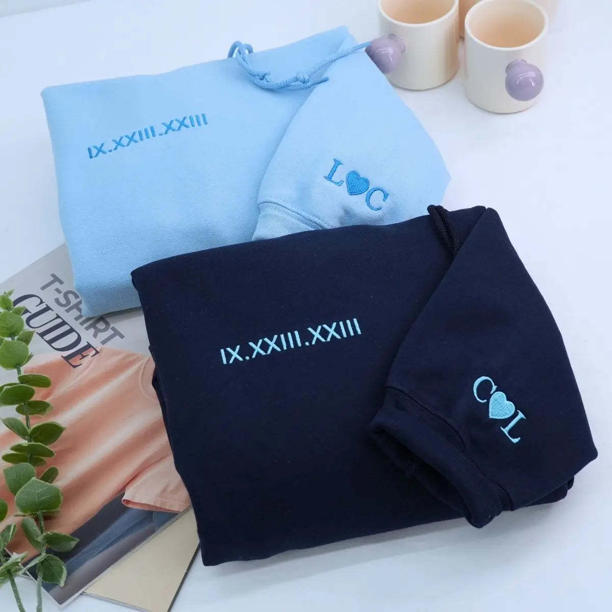 Personalized Unique Gift For Couple With Embroidered Roman Numerals Sweatshirt Or Hoodie