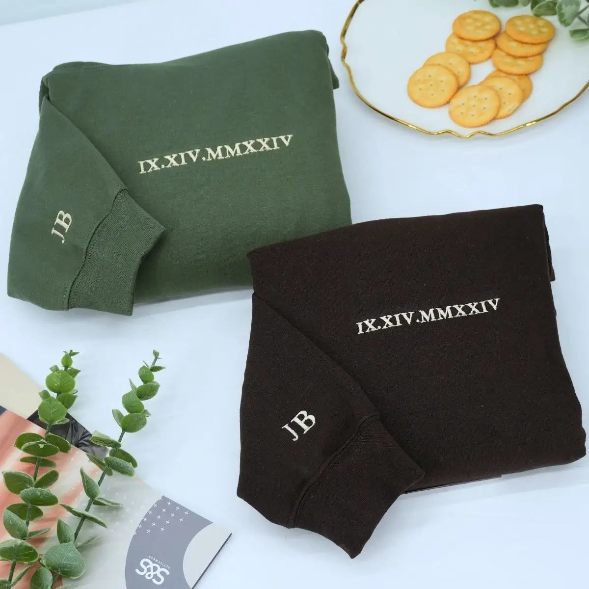 Personalized Unique Gift For Couple With Embroidered Roman Numerals Sweatshirt Or Hoodie