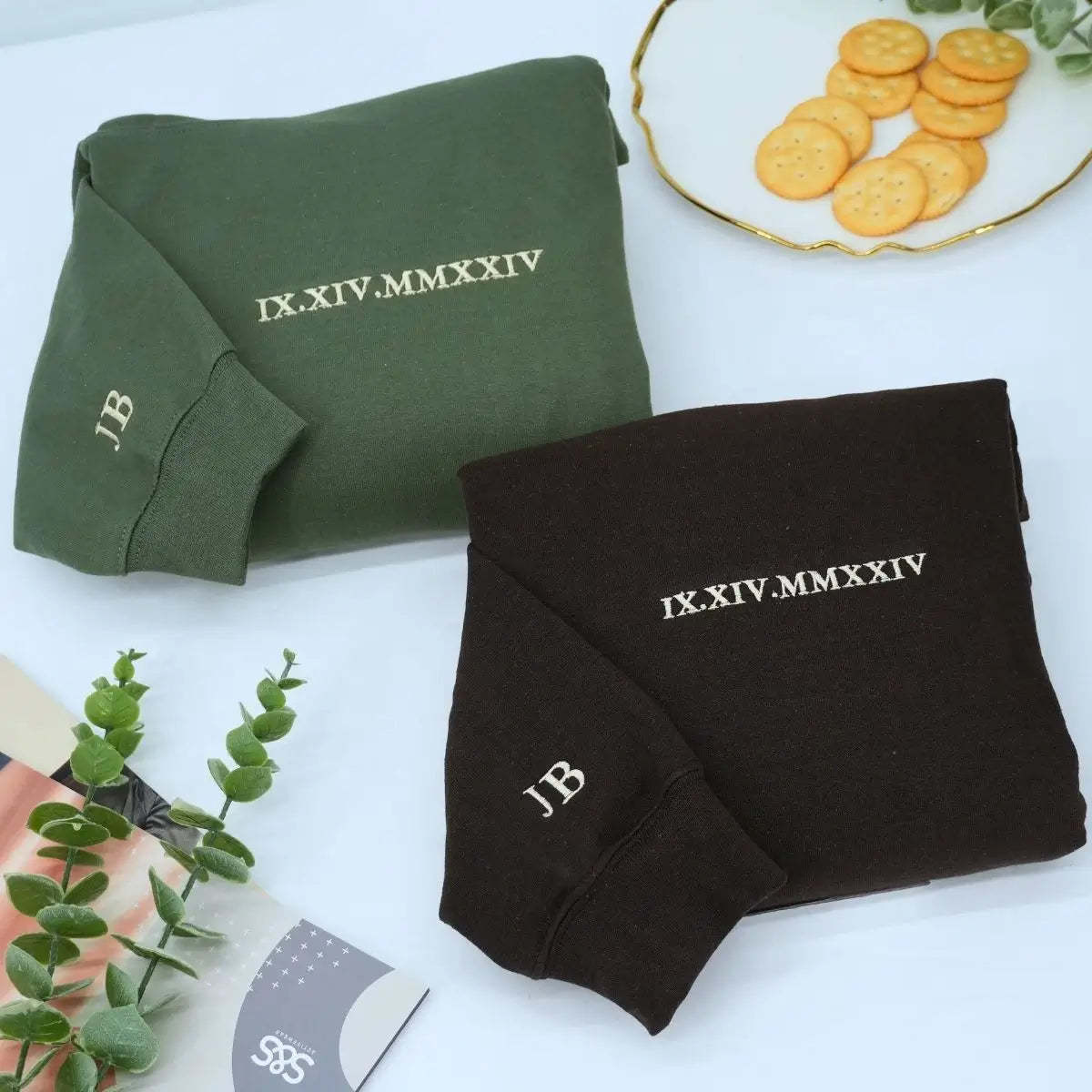 Personalized Unique Gift For Couple With Embroidered Roman Numerals Sweatshirt Or Hoodie