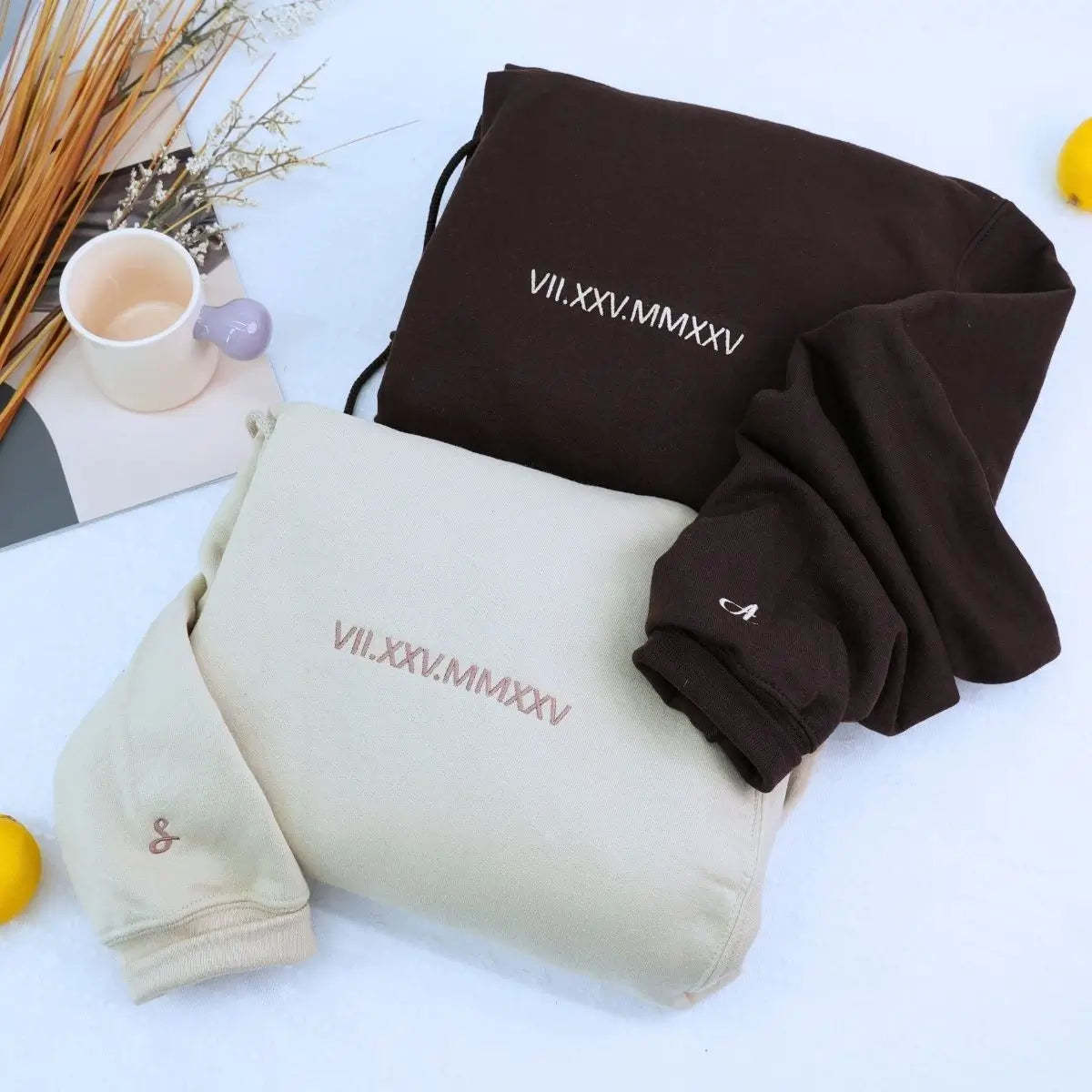 Personalized Unique Gift For Couple With Embroidered Roman Numerals Sweatshirt Or Hoodie