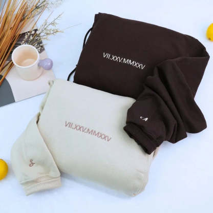 Personalized Unique Gift For Couple With Embroidered Roman Numerals Sweatshirt Or Hoodie