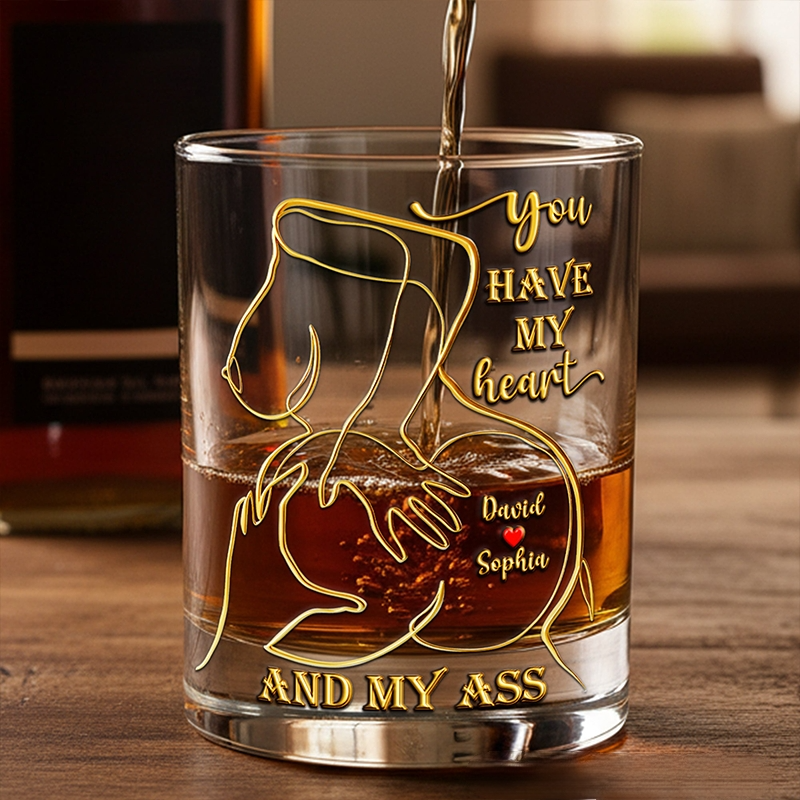 Personalized Spicy Love Round Couple Whiskey Glass