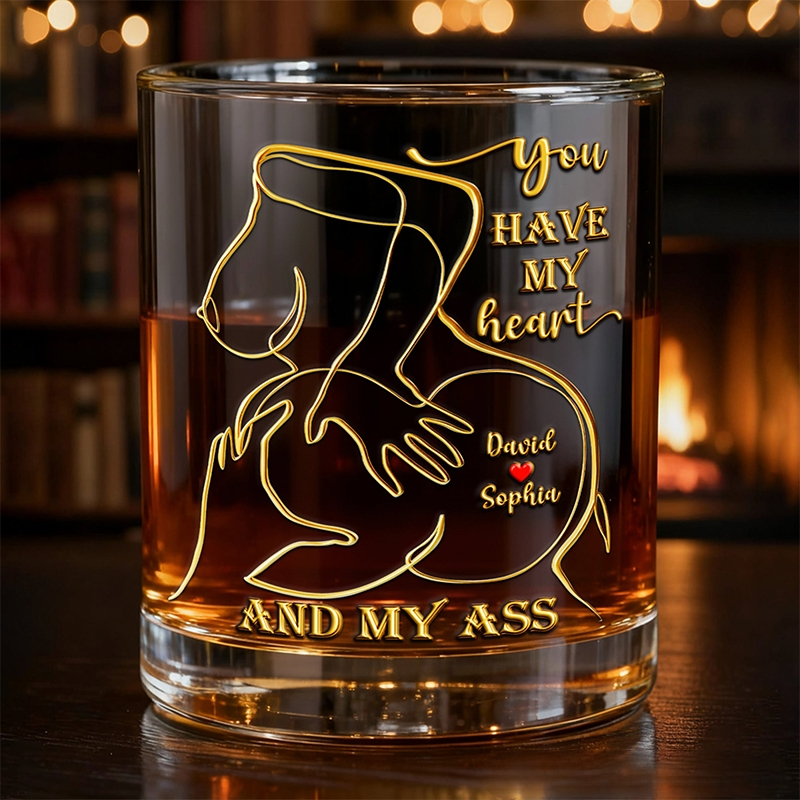 Personalized Spicy Love Round Couple Whiskey Glass
