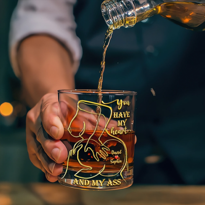 Personalized Spicy Love Round Couple Whiskey Glass